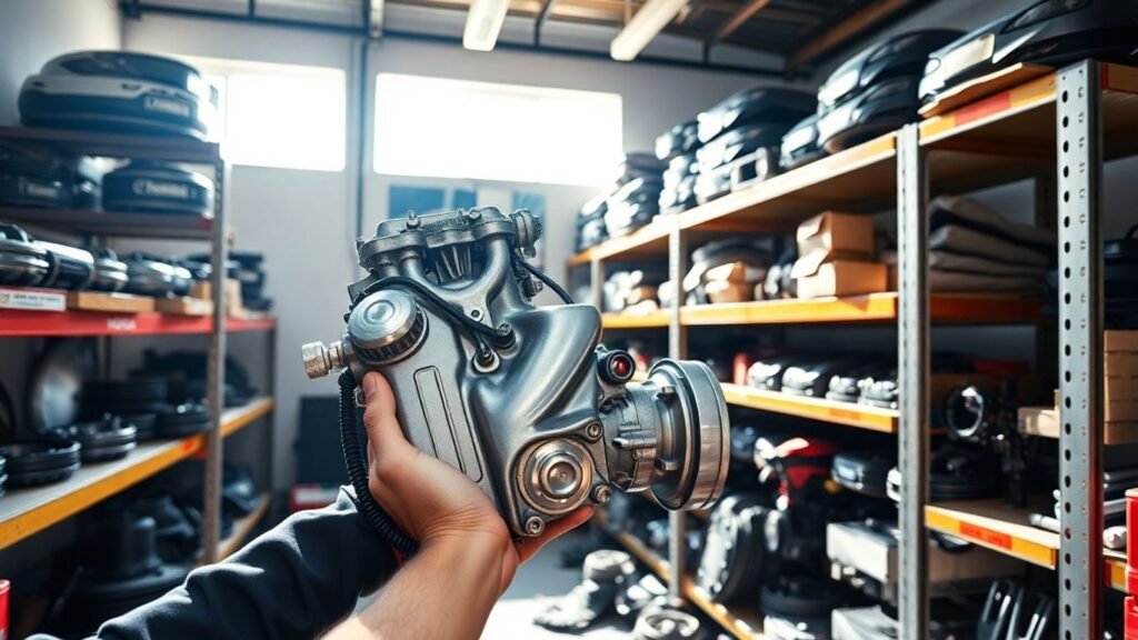 Honda car parts in a workshop