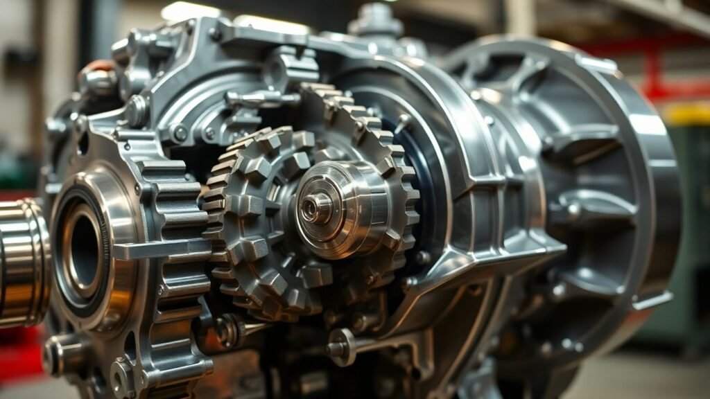 Honda transmission assembly with visible gears and components.