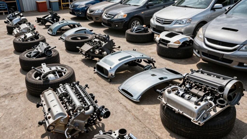 Honda car parts at a Perth auto wrecker.