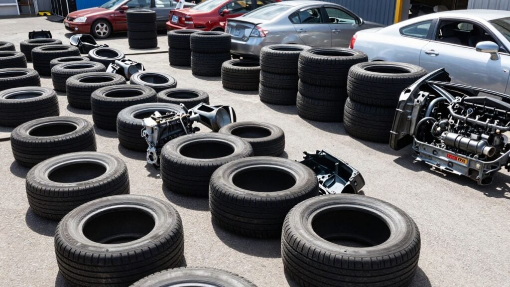 Honda car parts at a Hobart wrecking yard.