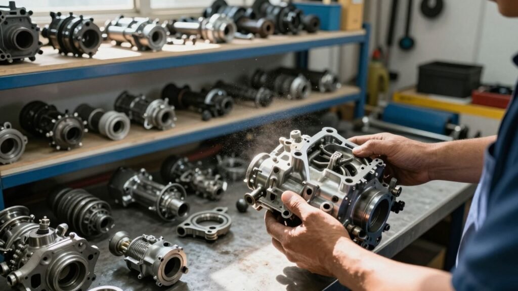 Honda car parts in a workshop